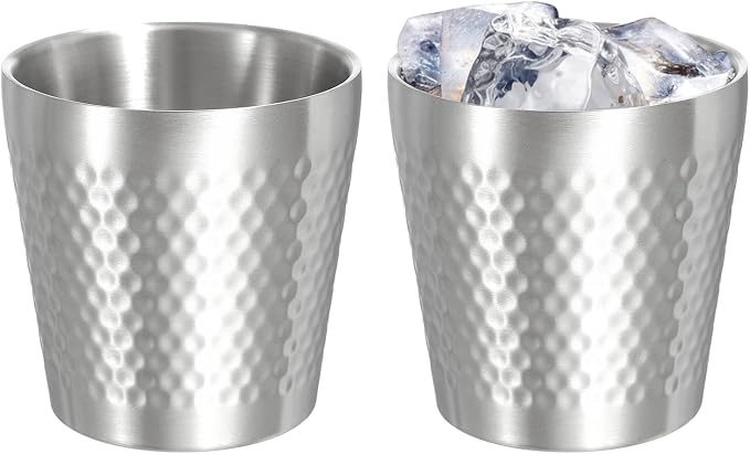uxcell 2 Pcs Stainless Steel Cups, 6oz/175ml Metal Cups Diamond Textured by uxcell