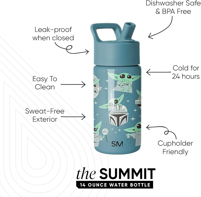 Simple Modern Mandalorian Kids Water Bottle & Toddler Cup | 14oz | Insulated - Image 2