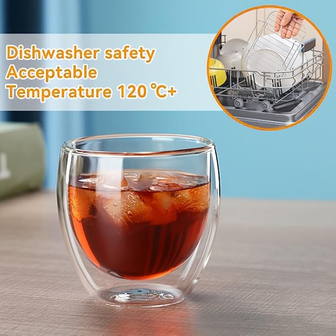 6pcs Double Walled Espresso Cups, 3 Ounce Clear Glass Coffee Mugs, Cappuccino - Image 6
