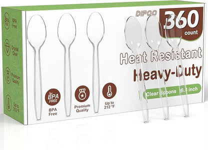 360pc 6.8" Clear Plastic Spoons Heavy Duty by Dipoo
