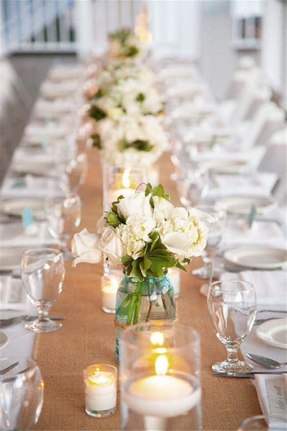 2 Pieces Burlap Table Runners 13x108 Inch Rustic Boho Table Runner | Farmhouse - Image 5