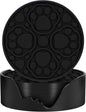 Black Silicone Coaster with Holder, 4 Inches Modern Bar Coasters Set of 6 for Desk, Tabletop Non Slip Decorative Cup Mat for Coffee, Drinks, Beer, Beverage - Dishwasher Safe