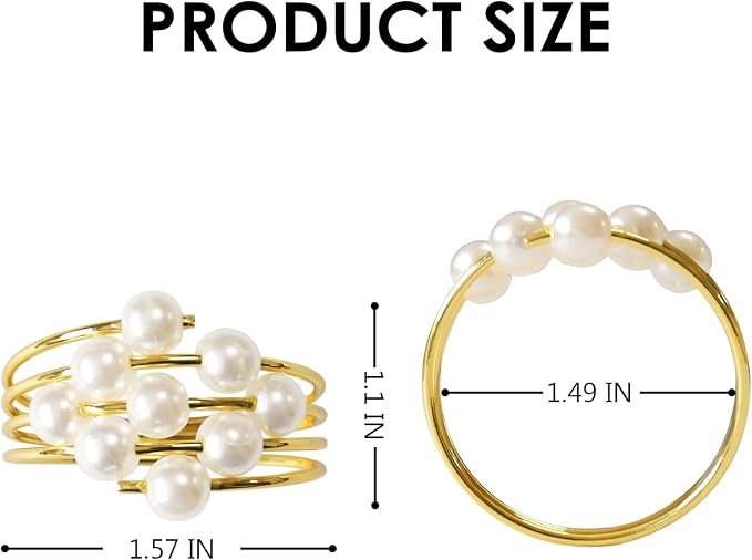 wonlex Thanksgiving Napkin Rings Set of 12, Pearl Napkin Ring Holder - Image 6