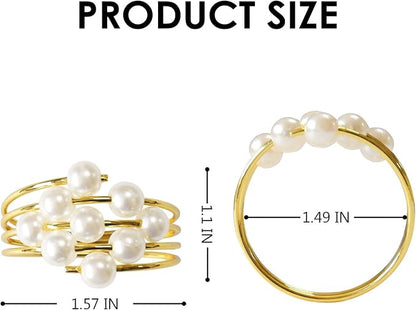 wonlex Thanksgiving Napkin Rings Set of 12, Pearl Napkin Ring Holder - Image 6