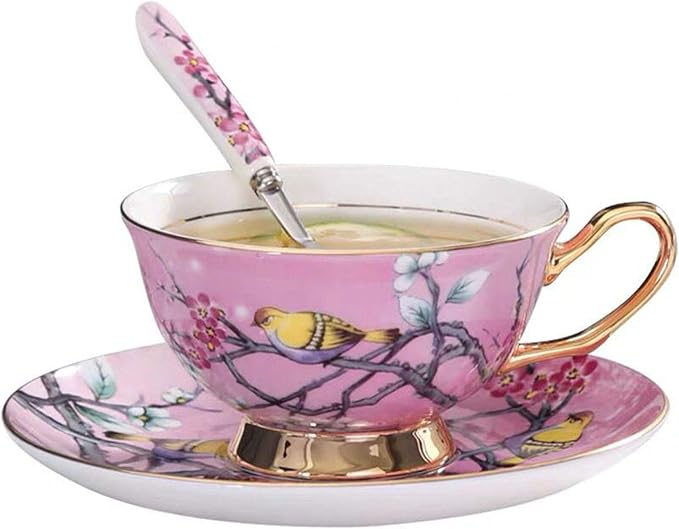 Bone China Cup& Saucer Set, 6.8oz- Birds& Trees by Eplze