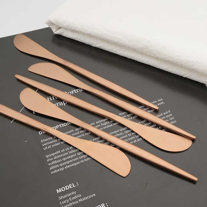 10 Pack Rose Gold Cheese Spreader Knife, Uniturcky Stainless Steel Butter - Image 7