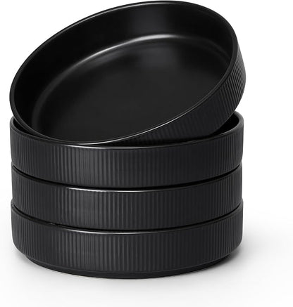 E-far Pasta Bowls Set of 4, 35oz Large Salad Bowl Plate by E-far