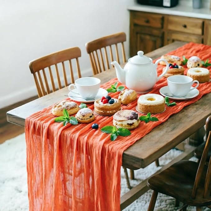 Orange Cheesecloth Table Runner 120 Inches 10 Pack Gauze Table Runner | Summer - Image 5