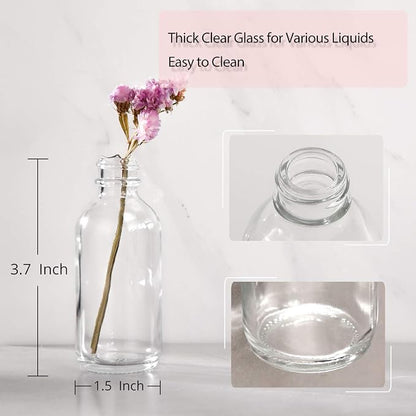 AOZITA 8 Pack, 2 oz Small Clear Glass Bottles w/Lid & 2 Funnels - 60ml Boston - Image 3