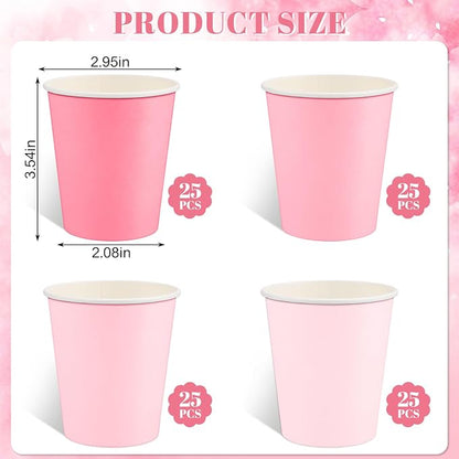 NatNarr 100 Pack Gradient Pink Paper Cups 9oz Pink Cups Gender Reveal Cup | - Image 2