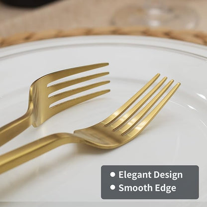 Alata Cube Gold 20-Piece Flatware Set, Forged Cutlery Set, Matte Gold - Image 6