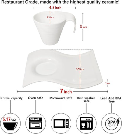 Porcelain Coffee cup and saucer Mugs, 5.17 Ounce, Savor Espresso Mugs Cups - Image 2