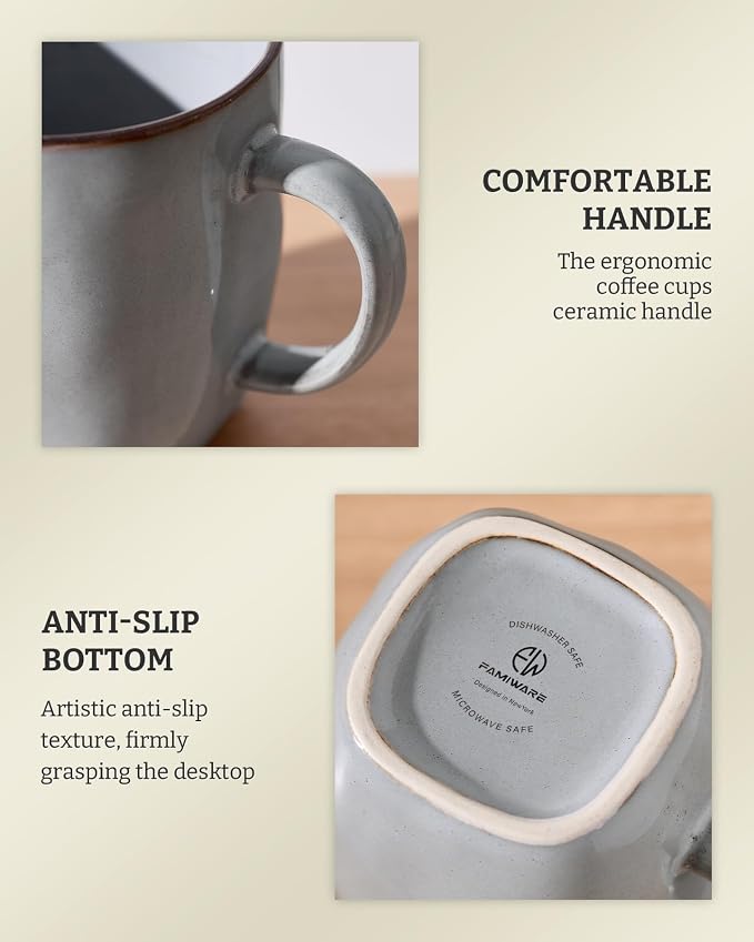famiware Coffee Mugs Set of 4, Ocean Square 13oz Coffee Cup Set - Image 7