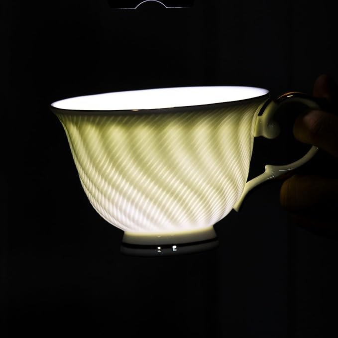 KAMMAK Tea Cups and Saucers Set of 2, Fine Bone China Coffee Cups, GH023 | - Image 7