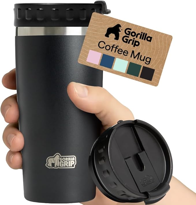 GORILLA GRIP 304 Stainless Steel Double Insulated Travel Coffee Mug, Leakproof by Unknown