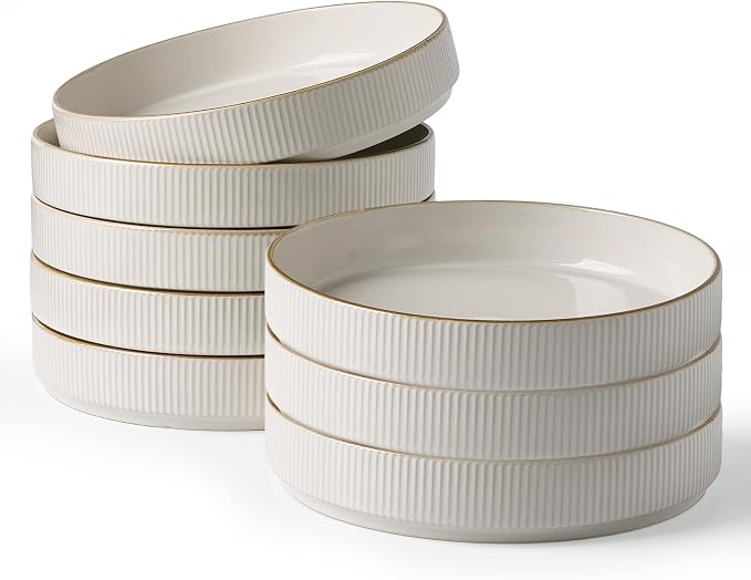 famiware Star 8.25" Pasta Bowls Set of 8, Bowl Plates, Salad Bowls by Famiware