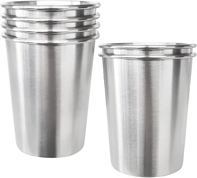 6 Pack 8 oz Stainless Steel Kids Cups, Children's Pint Cups, Stackable Metal - Image 2