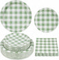 150PCS Sage Green Gingham Paper Plates and Napkins Serve 50 Guest Party | Green by RVXHUA