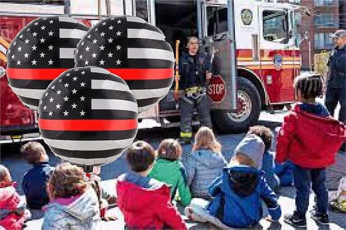 Thin Red Line Balloons-3 Pack-18 Inch-Firefighter EMT Mylar-Havercamp | Set of - Image 5