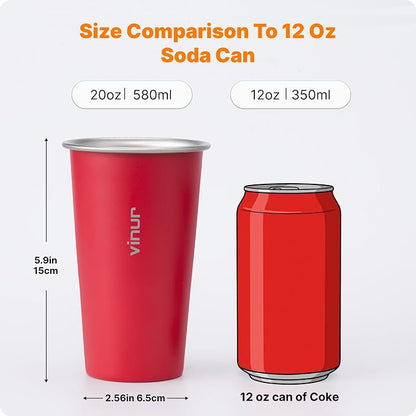 Stainless Steel Cups-20 oz Colorful Stackable Metal Drinking Glasses 8 Pcs | 20 - Image 5