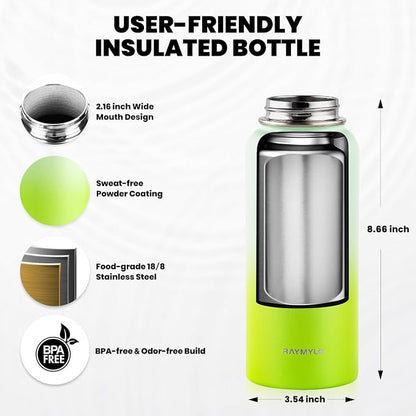 RAYMYLO Insulated Water Bottle 32 oz, Triple Wall Vacuum Stainless Steel | - Image 5
