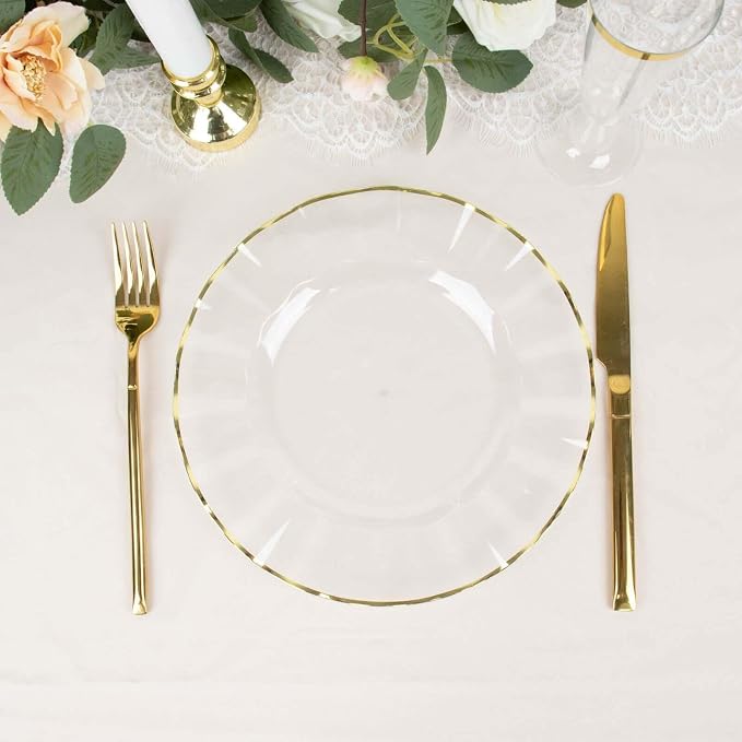 Efavormart 9" Salad Plates – Set of 10 Plastic Clear Round Disposable Plates - Image 8