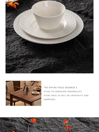 4-piece set, ceramic tableware set, relief plate and bowl set, microwave and - Image 8