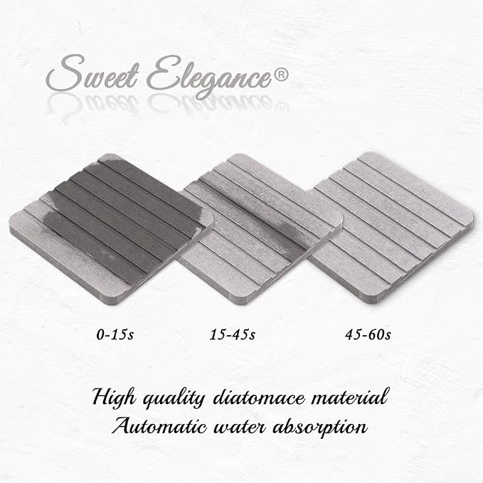 Water Absorbent Diatomite Set of 2 Coaster Coasters Rectangle Grooved Design - Image 5