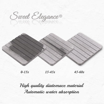 Water Absorbent Diatomite Set of 2 Coaster Coasters Rectangle Grooved Design - Image 5