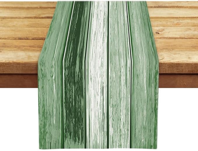 OYIMUA Green Striped Vintage Spring Table Runner, Rustic Farmhouse Style - Image 4