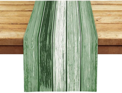 OYIMUA Green Striped Vintage Spring Table Runner, Rustic Farmhouse Style - Image 4