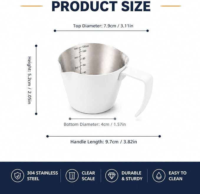 2Pc Espresso Measuring Cups, Double Spouts Stainless Steel - Image 7