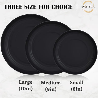Wrova Wheat Straw Dinner Plates - 10 Inch Unbreakable Set of 8 - Dishwasher & Microwave Safe Reusable Plates - Lightweight for Kitchen, Camping (Classic Series)
