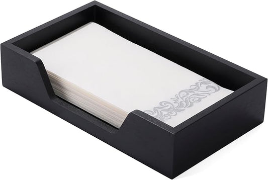 Guest Towel Napkin Holder, Disposable Hand Towel Holder for Bathroom, Wooden Guest Towel Holder Tray with Big Side Opening, Rectangular Farmhouse Cocktail Napkin Holder, Kitchen Dining Tabletop Decor