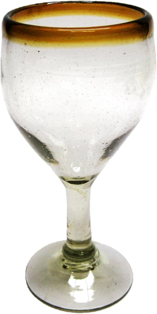 Amber Rim 7 oz Small Wine Glasses (set of 6), Recycled Glass, Lead-free, Toxin-Free (7oz Small Wine)