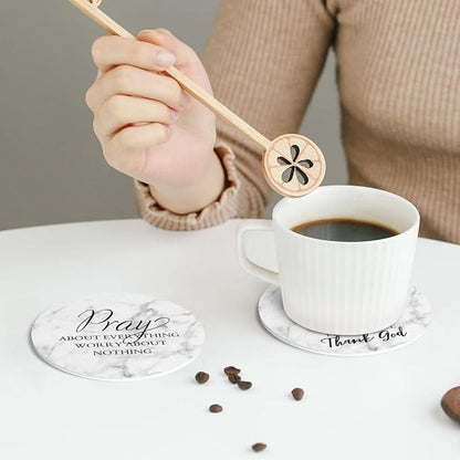 Marble Grey Christian Bible Verses Coasters Set of 6 Coasters - Image 6