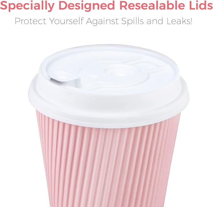 Disposable Coffee Cups With Lids - 12 oz Paper To Go Coffee Cups With - Image 3