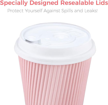 Disposable Coffee Cups With Lids - 12 oz Paper To Go Coffee Cups With - Image 3