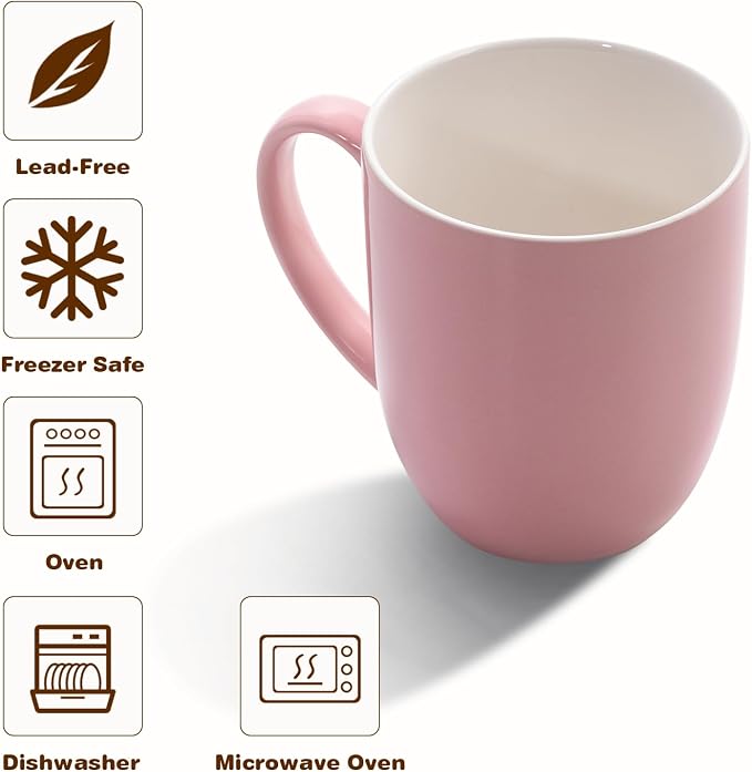 Urbanstrive 16 oz Large Coffee Mugs Set of 4 Ceramic Coffee Mug White Coffee - Image 3