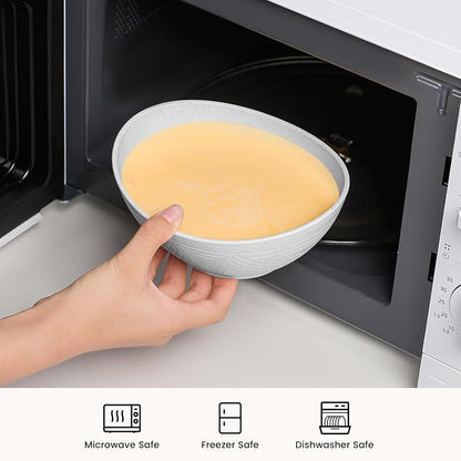 Wheat Straw Bowls Set of 4, Unbreakable Plastic Bowls Reusable, Microwave Safe - Image 4