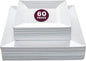 Aya's 60ct Square Plastic Disposable Plates, White - 9.5-Inch 30 Dinner and 6.5-Inch 30 Salad Plates for Party - Heavy-Duty Hard Plastic Design for Wedding, Event, Christmas, and Thanksgiving