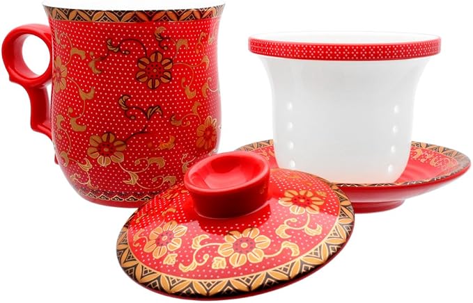 Porcelain Tea Cup with Infuser Lid and Saucer Sets - Image 6