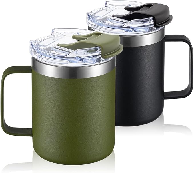 12oz Insulated Travel Coffee Mug by ALOUFEA