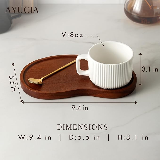 Tea Cup and Saucer Set, 8OZ Cappuccino Cup - Image 4