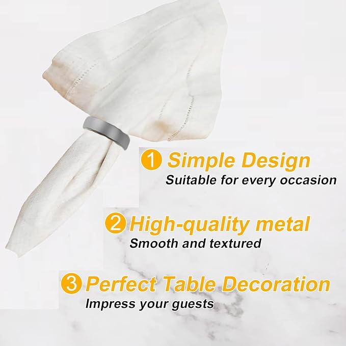 Grey Napkin Rings-10 Pcs Stainless Steel Napkin Rings | Metal Napkin Ring - Image 6