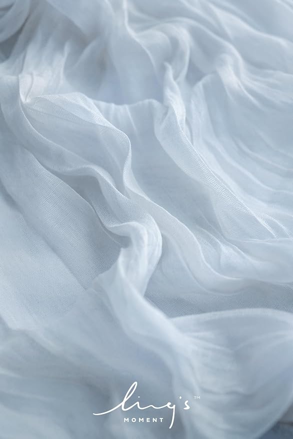 Ling's Moment Dusty Blue Gauze Cheesecloth Table Runner, 14FT | Blue Sheer - Image 3