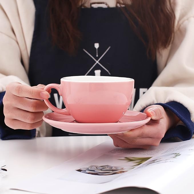 Coffeezone Americano Coffee Cup and Saucer Latte Art Cappuccino Barista Cups - Image 2