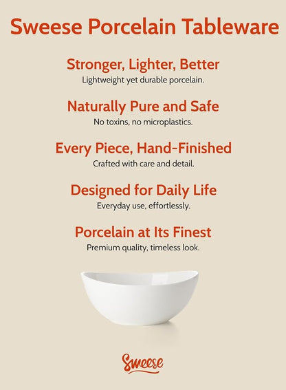 Sweese 28 oz Large White Porcelain Bowls - Image 7