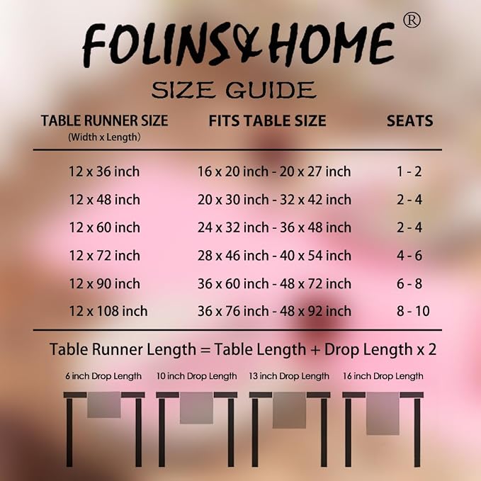 FOLINS&HOME Pink Waterproof Decorative Table Runner 90 Inches Long | 210GSM - Image 6