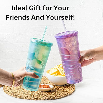 bzyoo 24oz Plastic Tumbler Cup, Lid & Straw, Iced Coffee, dishwasher safe - Image 6